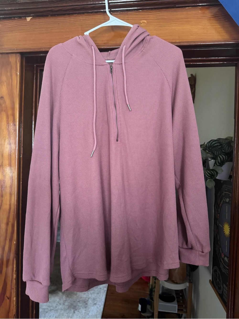 Hooded Thermal Pullover Sweater - Dusty Rose